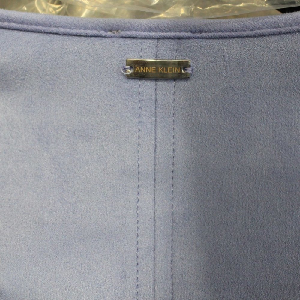 Anne Klein Faux Suede Drape Front Jacket High Sky - Picture 8 of 8